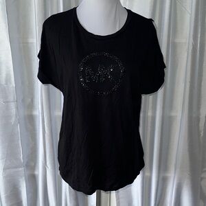 Michael Kors SS Tee with Logo Embellishment Sz XL/ Black